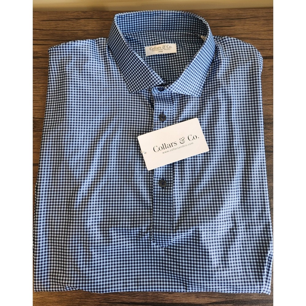 Collars & Co. Men’s Blue Gingham Polo Shirt